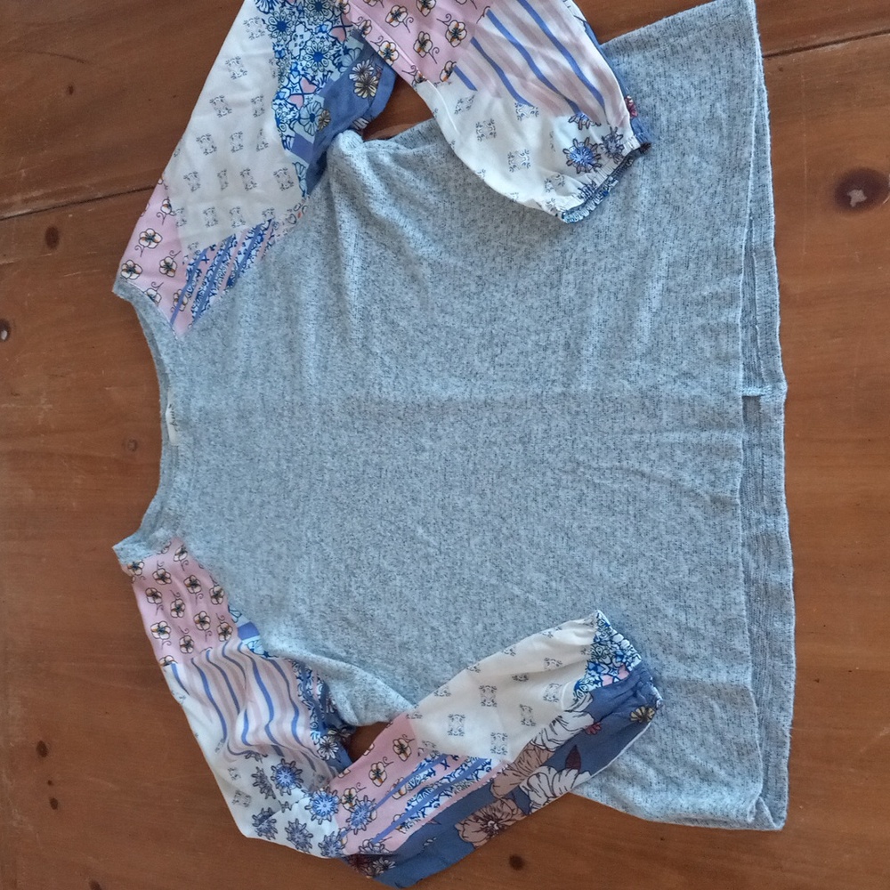 Womans Freebird Patchwork Long Sleeve Blouse Size Small